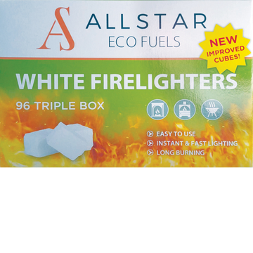 White Firelighters – 96 cubes (Box of 8)